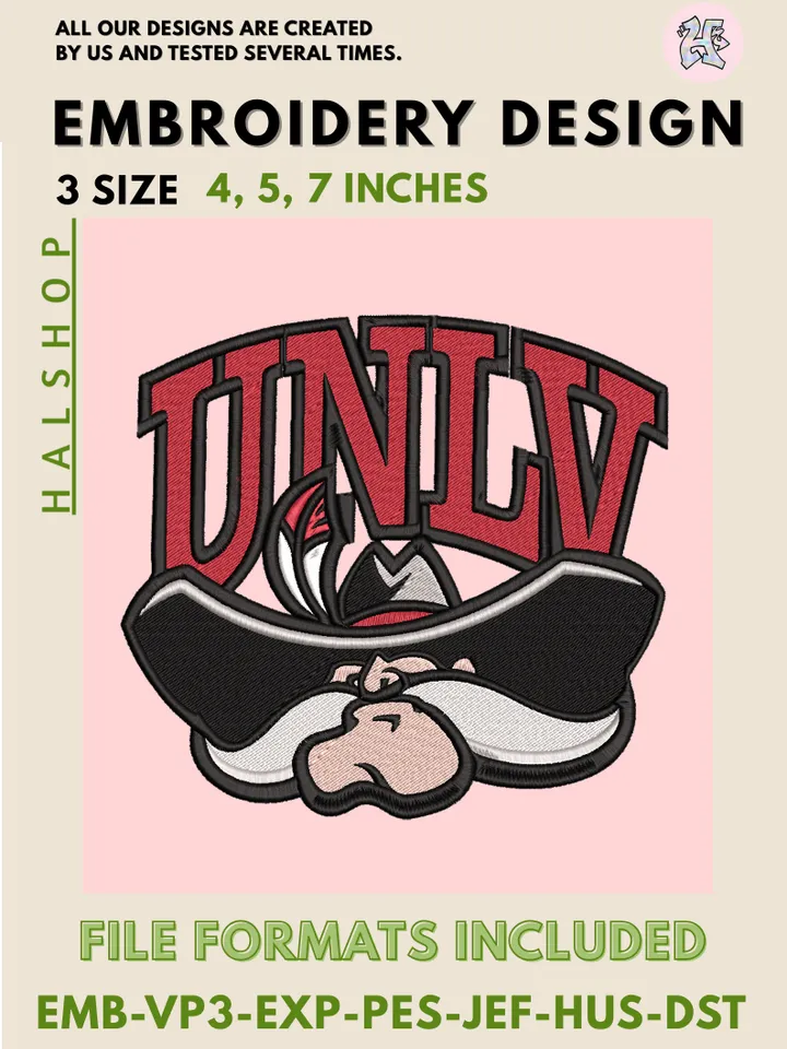 NCAA UNLV Rebels Embroidery File – College Team Logo Machine Embroidery Design