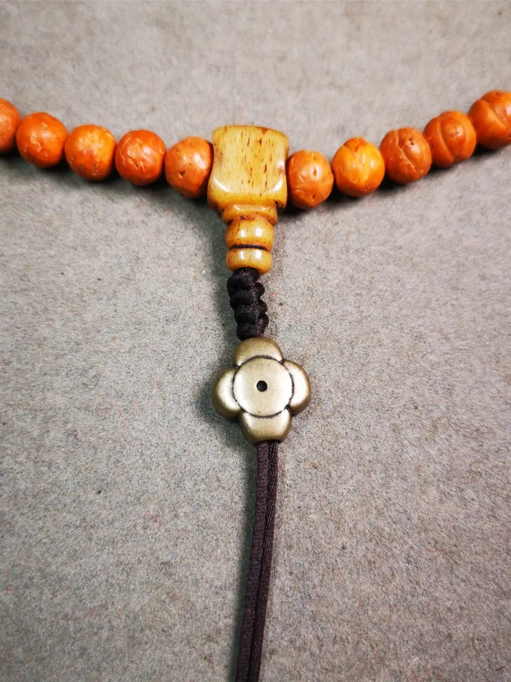 Gandhanra Handmade Tibetan Amulet Pendant,Mini Gesong Flower Bead,Marker Bead Spacer Bead for Prayer Bead,Mala Accessories,0.6" × 0.2"