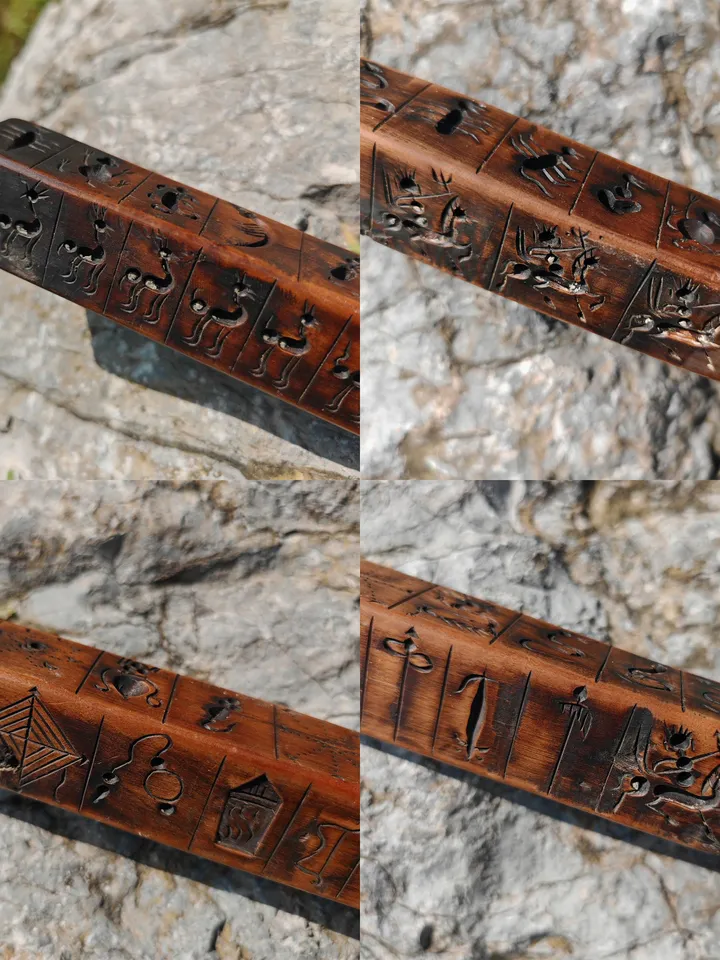 Gandhanra Antique Tibetan Buddhist Zanpar Wooden Mold Stick,Dharma Ritual Plate,Intricately Carved Esoteric Ritual Objects and protectors