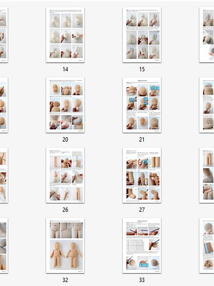 DIY classic Waldorf doll 13''/33cm tall. PDF pattern and tutorial. Patterns of doll clothes as bonus
