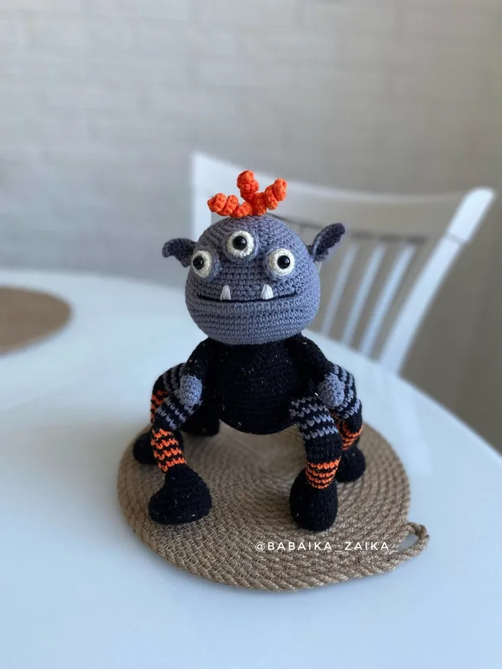 PDF Crochet Spider Monster Pattern, Amigurumi Halloween Toy, Cute Crochet Spider, DIY Crochet Monster, Spooky Amigurumi Doll Halloween Decor