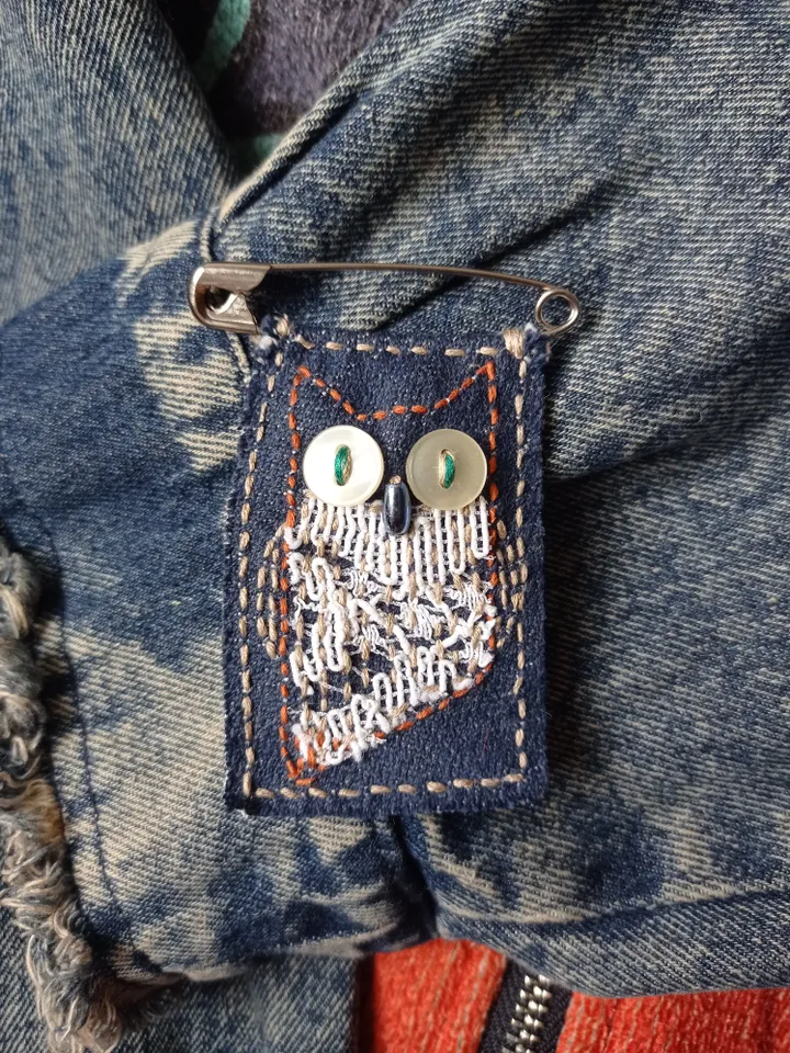 Owl Brooch and boho keychain Set