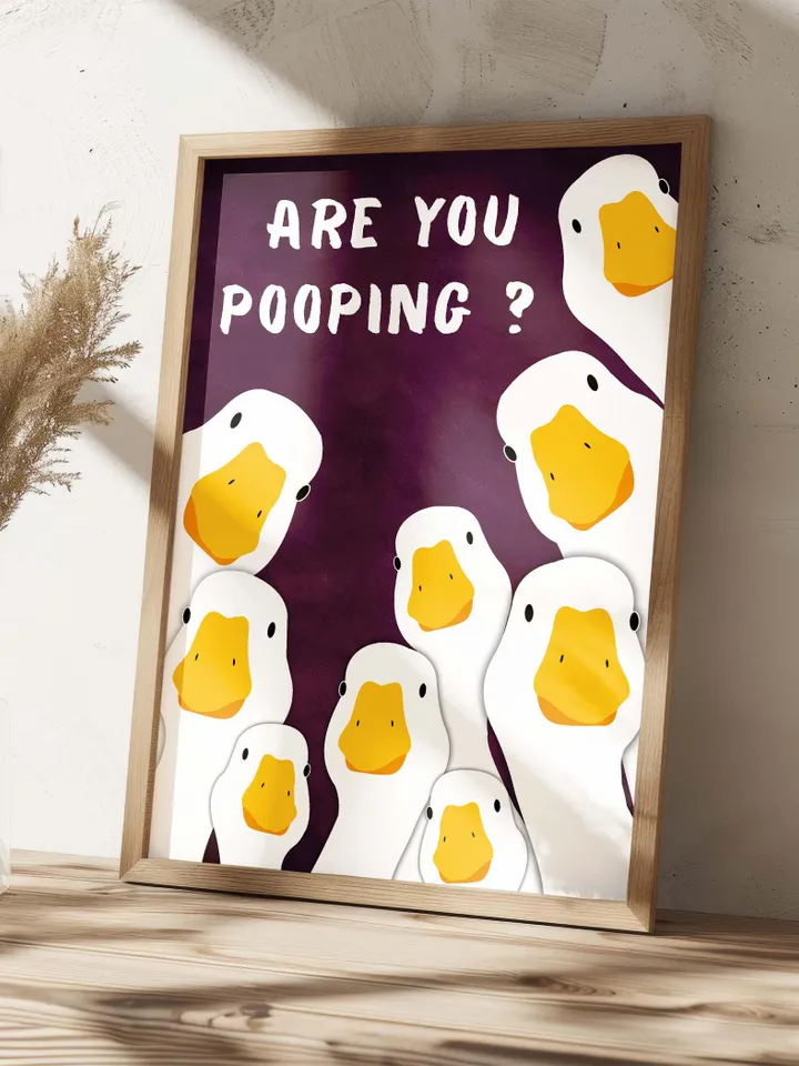 Funny Goose Bathroom Sign Are You Pooping Digital Download Wall Art Farmhouse Animal Bathroom Decor Quirky Toilet Humor Funny Animals Poster