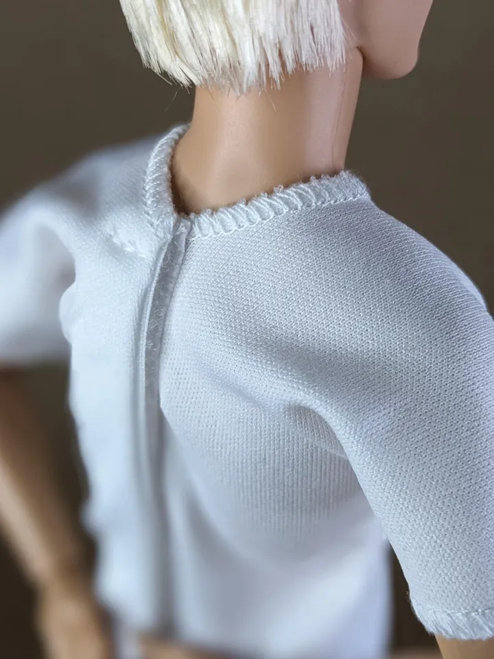 White printed T-shirt for 12-inch fashion male dolls