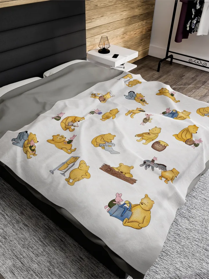 Winnie the Pooh Cozy Plush Blanket; Winnie the Pooh Baby Blanket; Hundred Acre Wood Blanket Gift for baby;