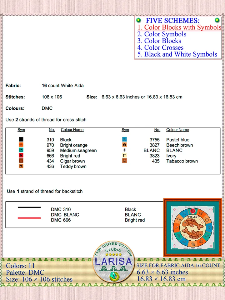 Pisces Cross Stitch Pattern | Pisces Zodiac Sign