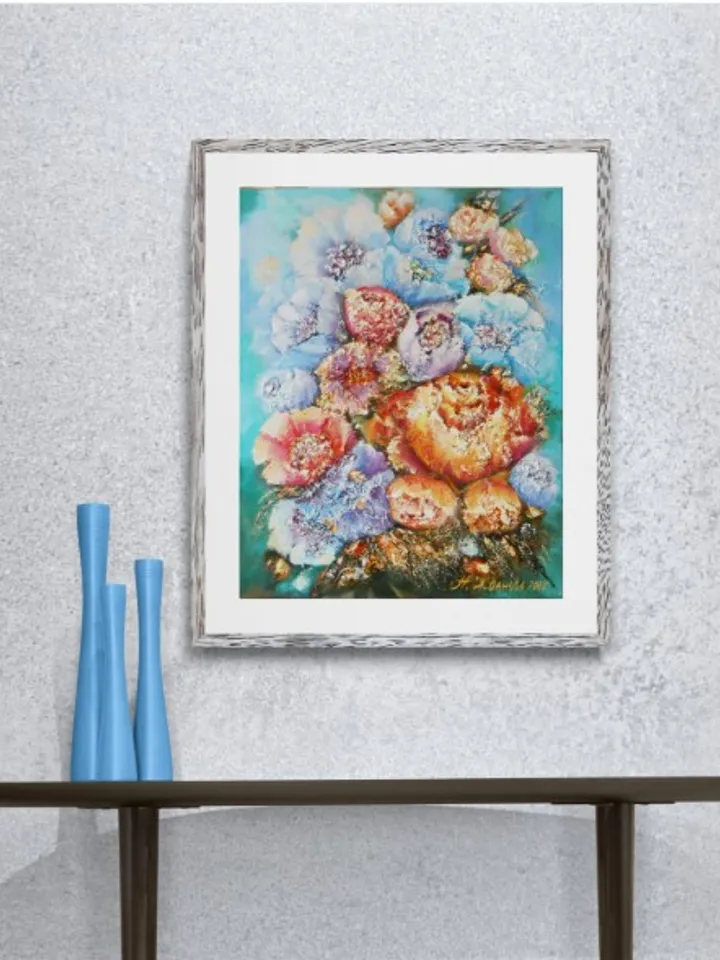 Textured Flower Paintings, Textured Flower Art on Canvas