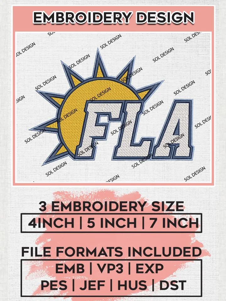 NHL Florida Panthers Hockey Team FLA Logo Embroidery Design, NHL Florida Panthers Logo Embroidery Files, Hockey Team Machine Embroidery, Machine Embroidery Design