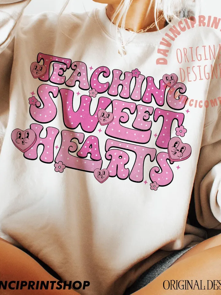 Teaching Sweethearts Png, Teacher Valentines png, Valentines png, Retro Valentines png, Teacher png, Teacher Sublimation, Love png, Hearts