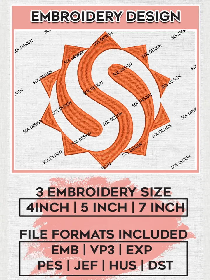 Valley Suns NBA G League Team Logo Embroidery Designs, NBA G League Team Embroidery Files, Basketball Machine Embroidery Designs, NBA Valley Suns Team Logo, Sport Machine Embroidery Design, Digital Download