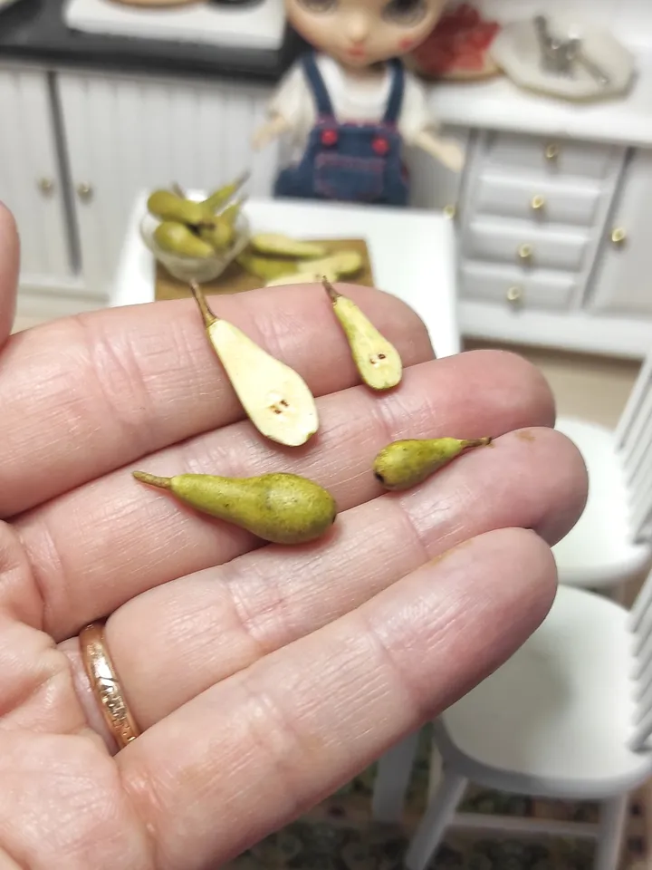 Small food, micro fruit, mini food, pear for dollhouse, fruit for dolls, tiny miniature, dollhouse miniature - fruit