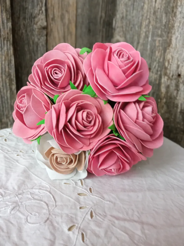 Charming handmade pink roses made of foam Birthday gifts Home decor indoor Gifts for her