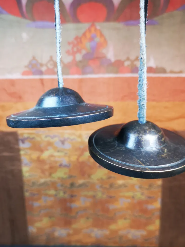 Gandhanra Customized Engrave Tibetan Cymbals,6.5cm Tingsha Bell,Buddhism Ritual Implement,Handmade in Nepal,Dark Color