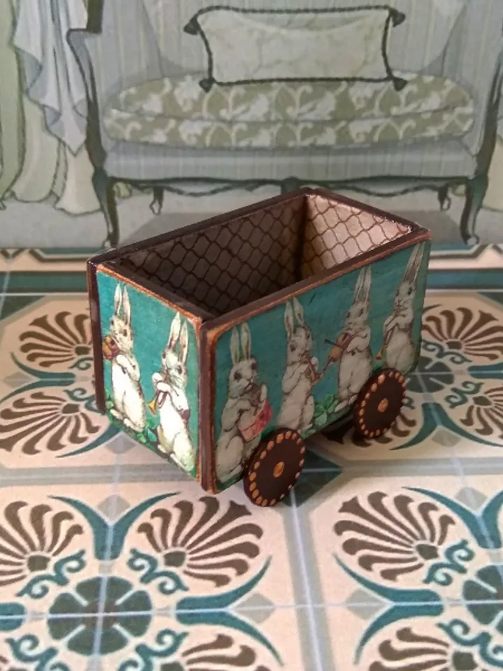 Trolley for dollhouse. Doll toy.1:12 scale.Dollhouse miniature. Handmade.