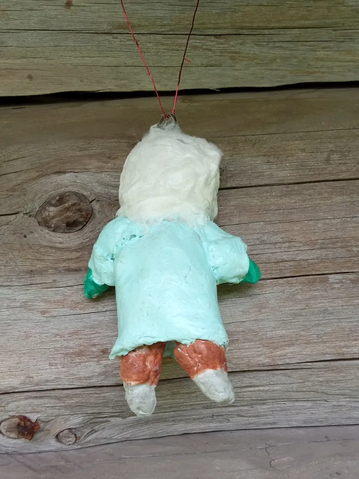 Pair of handmade pendant dolls. Dolls made of cotton wool. Cotton toys for decorating the Christmas tree. Christmas family souvenir. Christmas presents. Xmas gifts New Year's decor. Small dolls. Made in 1 copy. Free shipping