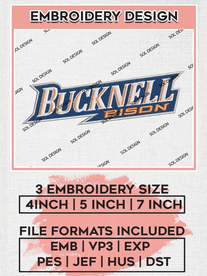 NCAA Bucknell Bison Team Wordmark Logo Embroidery Design Files, NCAA Bucknell Bison Machine Embroidery, NCAA Teams, 3 sizes, NCAA Machine embroidery designs, Digital Download