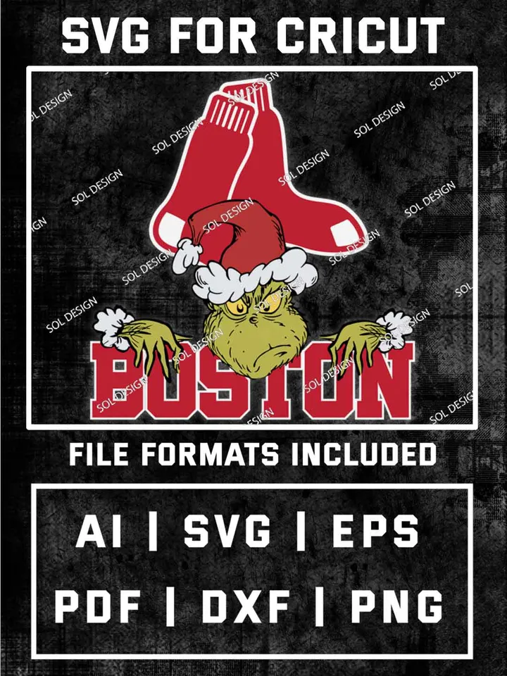 Grinch Boston Red Sox SVG, MLB SVG Design, MLB Boston Red Sox Logo SVG, MLB Red Sox Cricut, Christmas Svg, Grinch svg, Digital Download