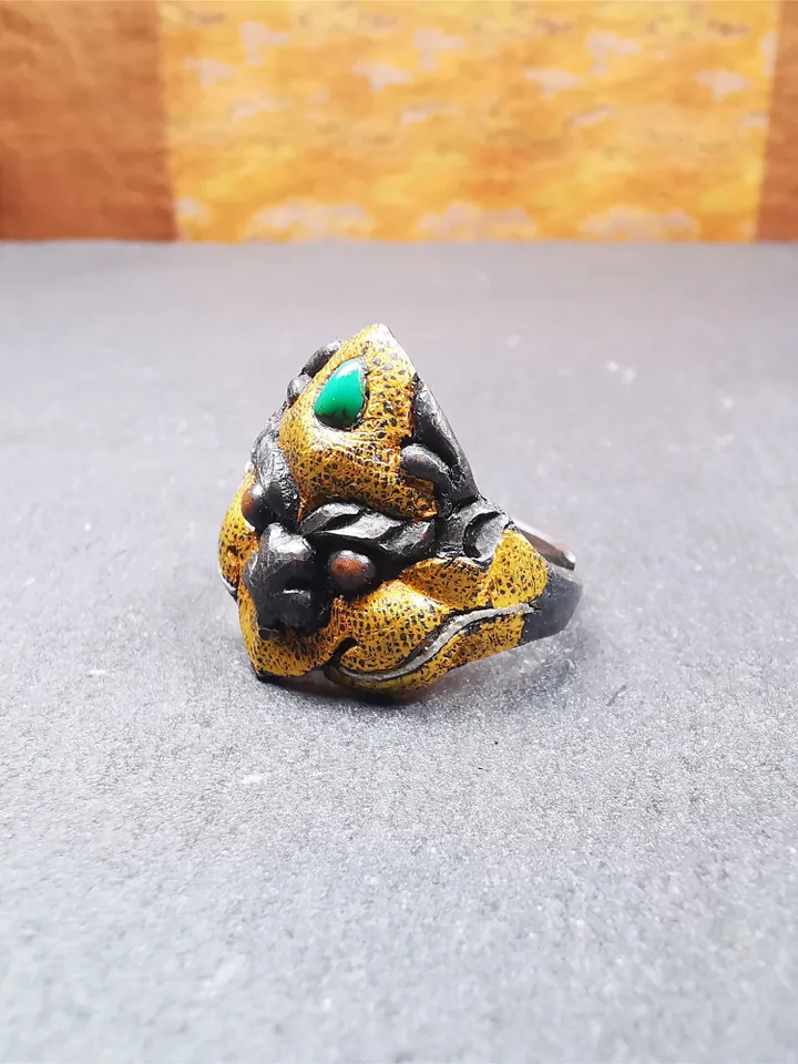Gandhanra Unique Handcrafted Men's Ring, Tibetan Buddhist Garuda Ring,Made of Pure Gold Filled and Silver Filled,Protection Jewelry