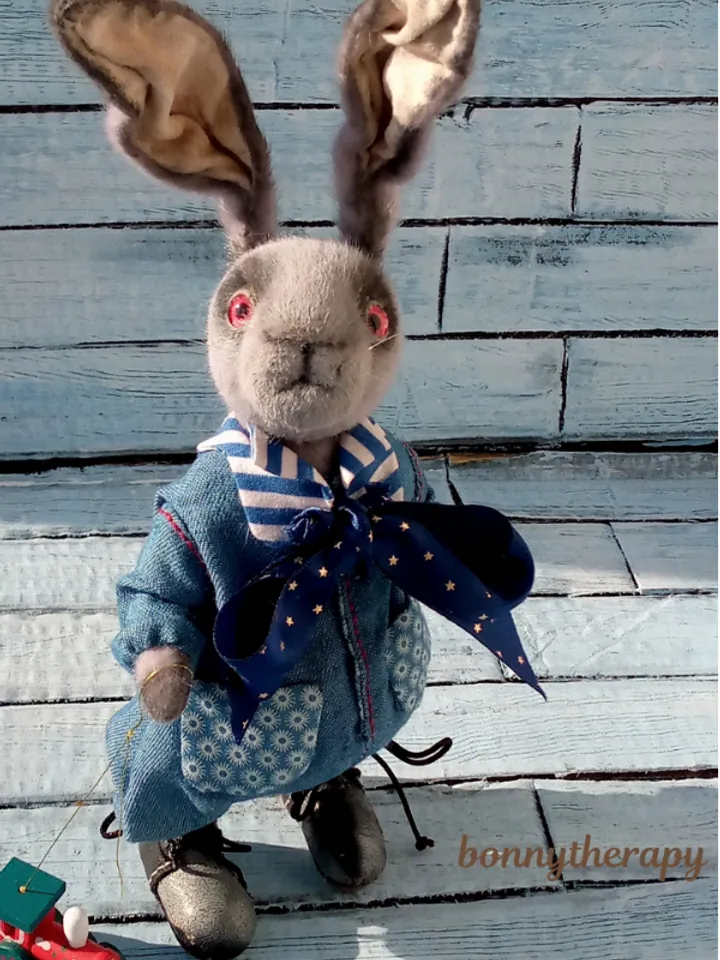 Teddy bunny 7 inches, adorable rabbit in teddy style.