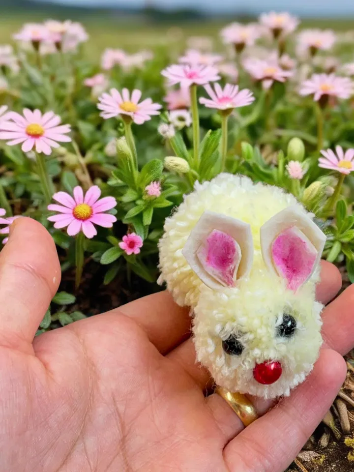 Pom Pom Bunny DIY Pattern Tutorial, Easy Rabbit Craft Tutorial for Easter Decorations, Handmade Rabbit Decoration, Instant Download