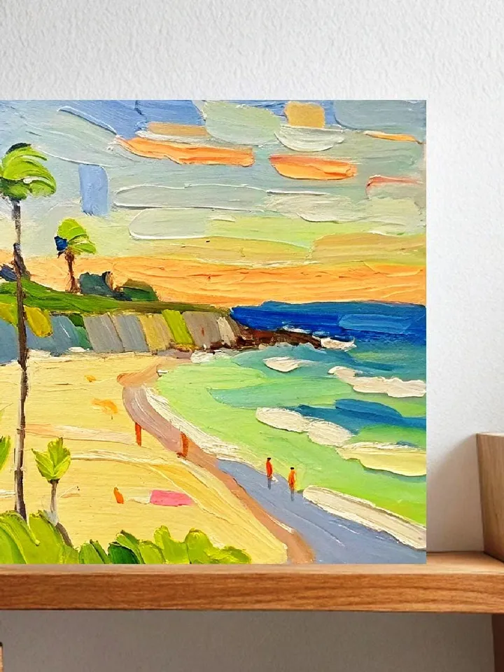 Carmel Beach Painting Seascape Original Art Monterey Abstract landscape Impasto Oil Painting Gift by ArtProkopaloSv