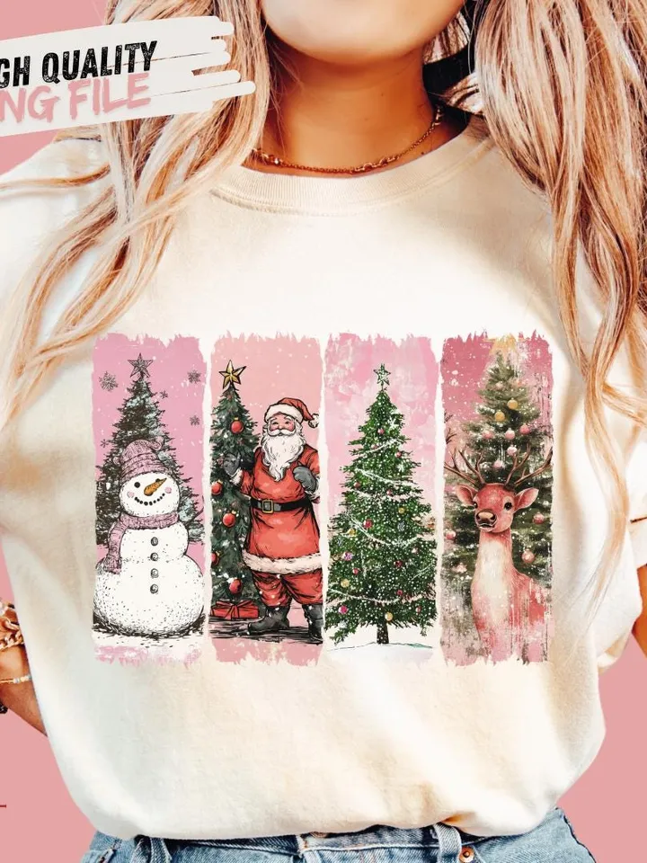 Pink Retro Christmas PNG, Christmas Shirt PNG, Vintage Christmas PNG, Santa Claus png, Pink Christmas Sublimation, Merry Christmas png