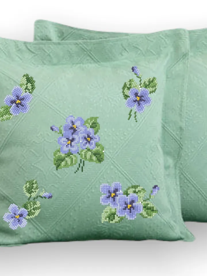 Violets blue cross-stitch set patterns machine embroidery designs digital embroidery pattern clothing décor embroidery motif flower