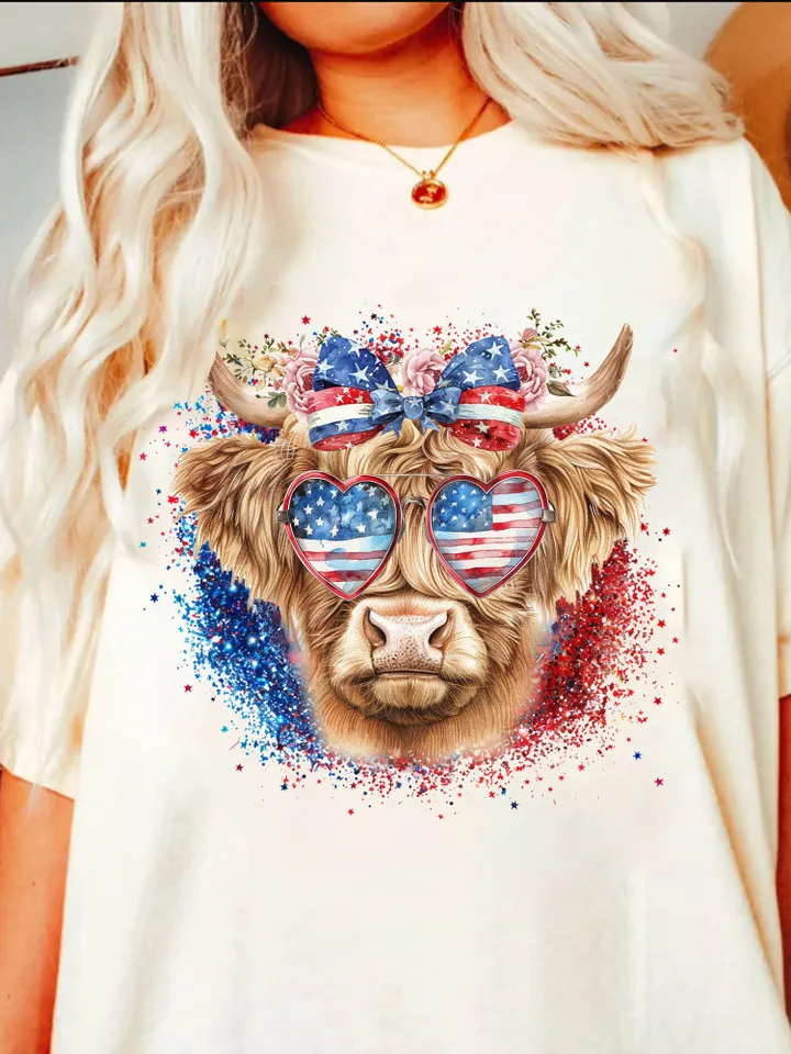 Western America Highland Cow png, America png, 4th Of july png, Western sublimation, American Flag Png, Usa png, America Designs, Freedom