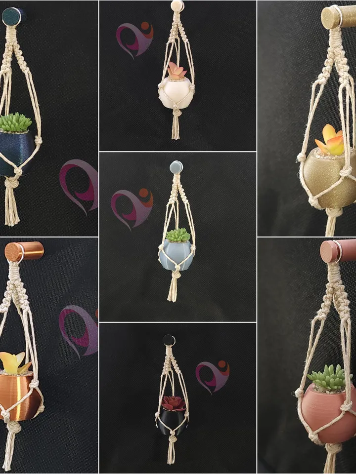 Mini Plant Refrigerator Magnet Tiny Succulent Macrame Hanger for Fridge Unique Gift for Plant Lovers Boho Kitchen Decor Under 10