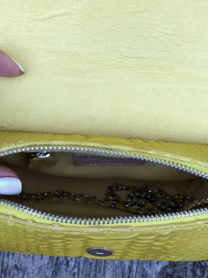 Genuine Python Skin Crossbody Bag | Chain Tassel yellow chain bag | Leather Woman Free Shipping Handmade Summer purse | exotic leather bag
