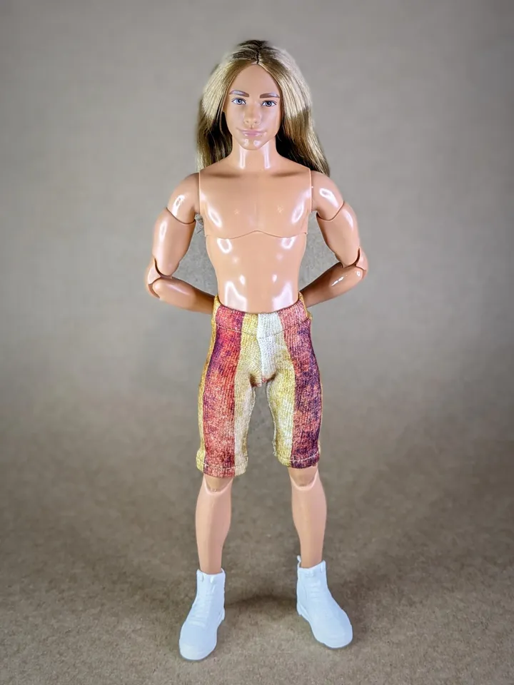 Graphic printed elastic shorts for for 12-inch fashion male dolls
