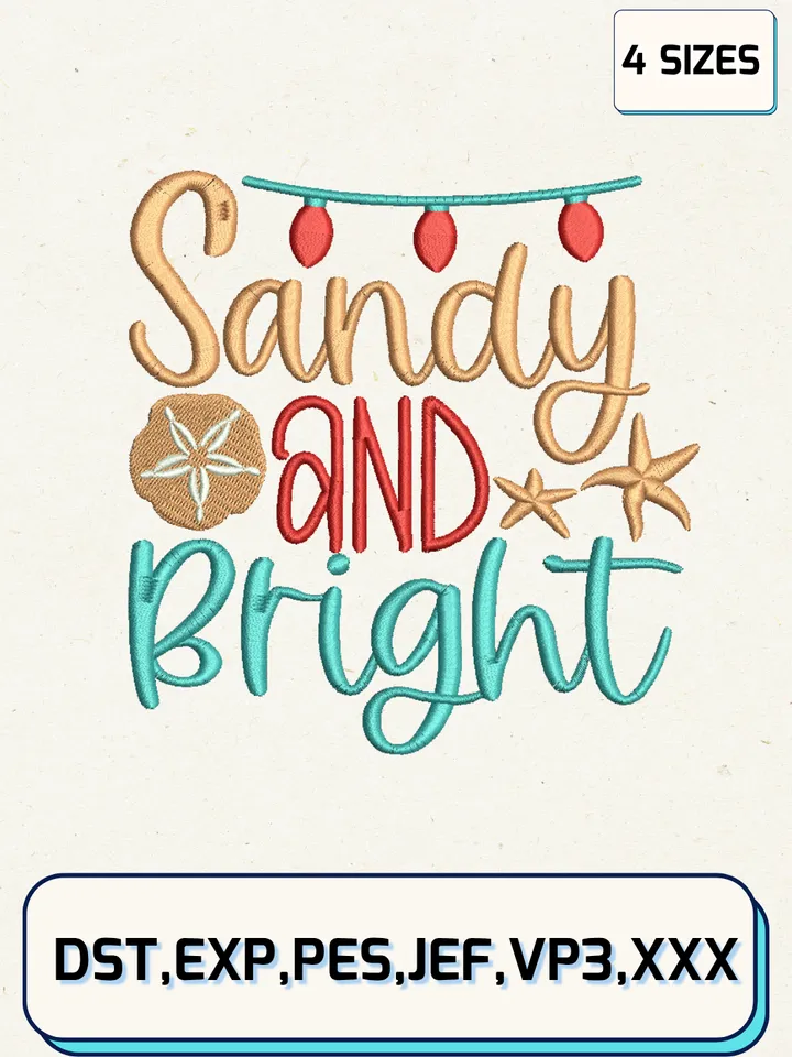 Sandy And Bright Embroidery Design Files,Christmas Embroidery Designs,Machine Embroidery Files,4 Sizes