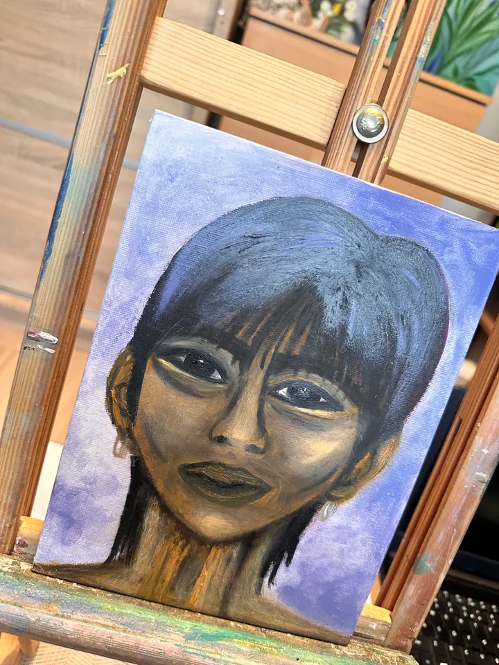 Oil Painting Idol C-pop Portrait of Men People Canvas on Cardboard 9x7 inches 22 x18 cm Wall Decor