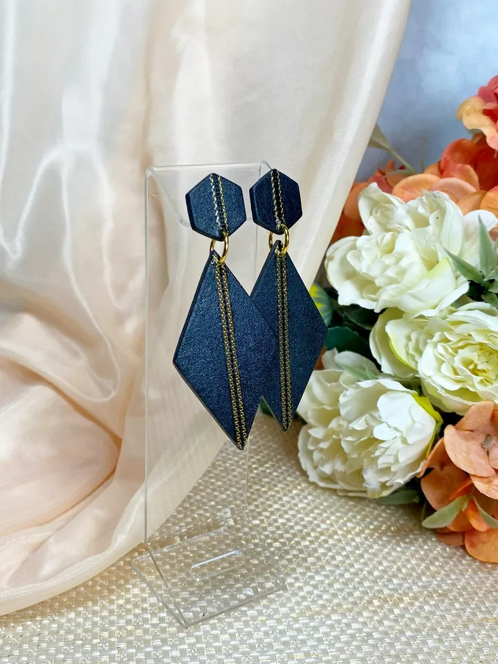 Handmade matte black earrings.