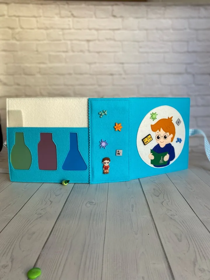 Quiet Book and Montessori toy for baby. A scientific book for children from 1 to 3 years old. Educational book