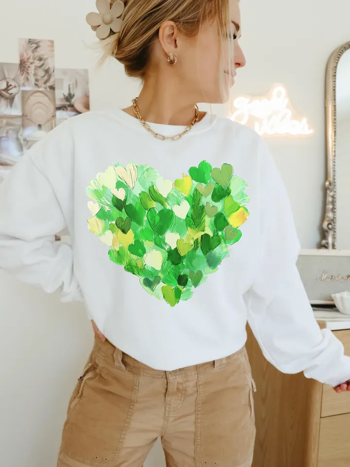 St. Patrick’s Day Heart Brushstroke png, 4 leaf clover png, St Patrick's Day png, Irish png, Shamrock png designs, Coquette st patrick Png