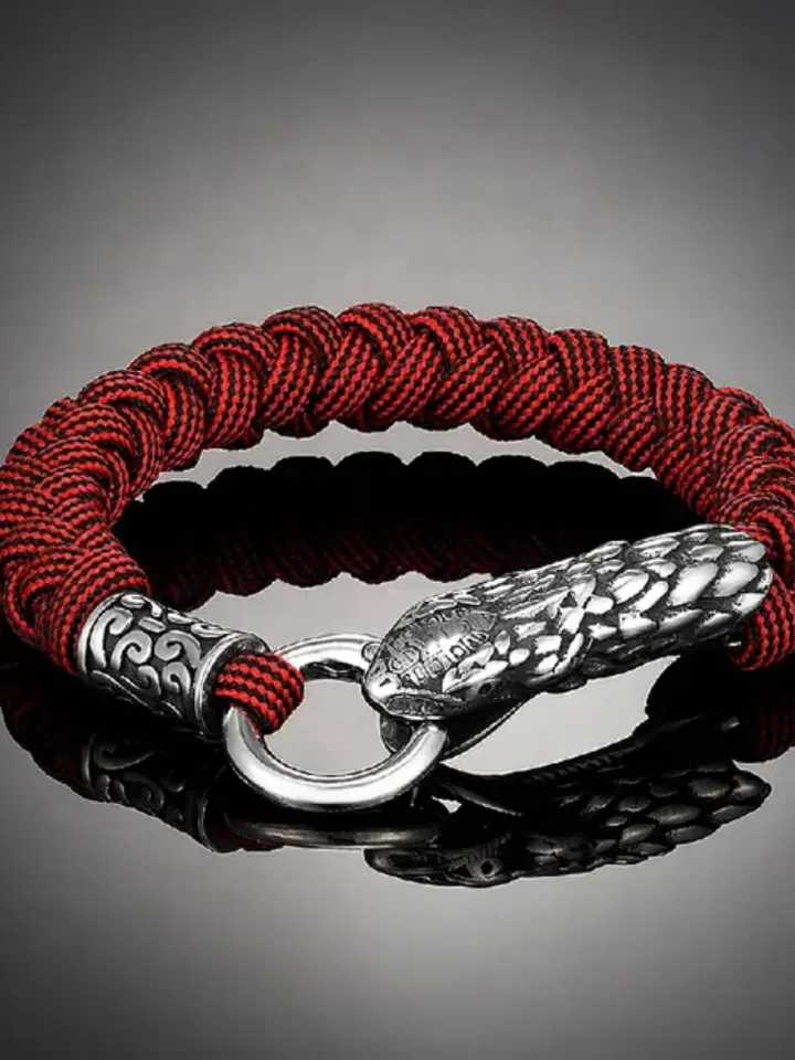 Paracord and stainless steel bracelet Viking Snake