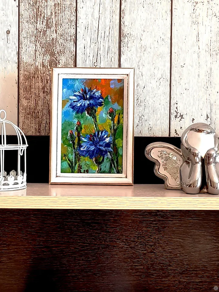 Cornflower flowers oil painting