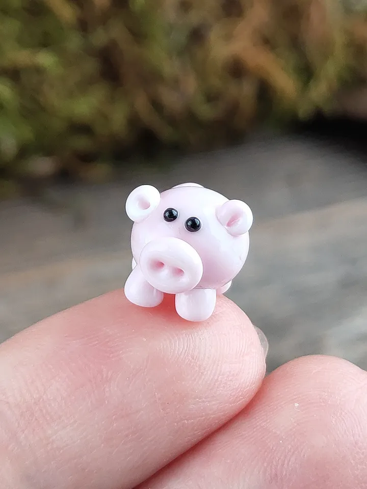 Pig figurine Pig miniature Tiny pig glass pig Tiny figurine Miniature animal
