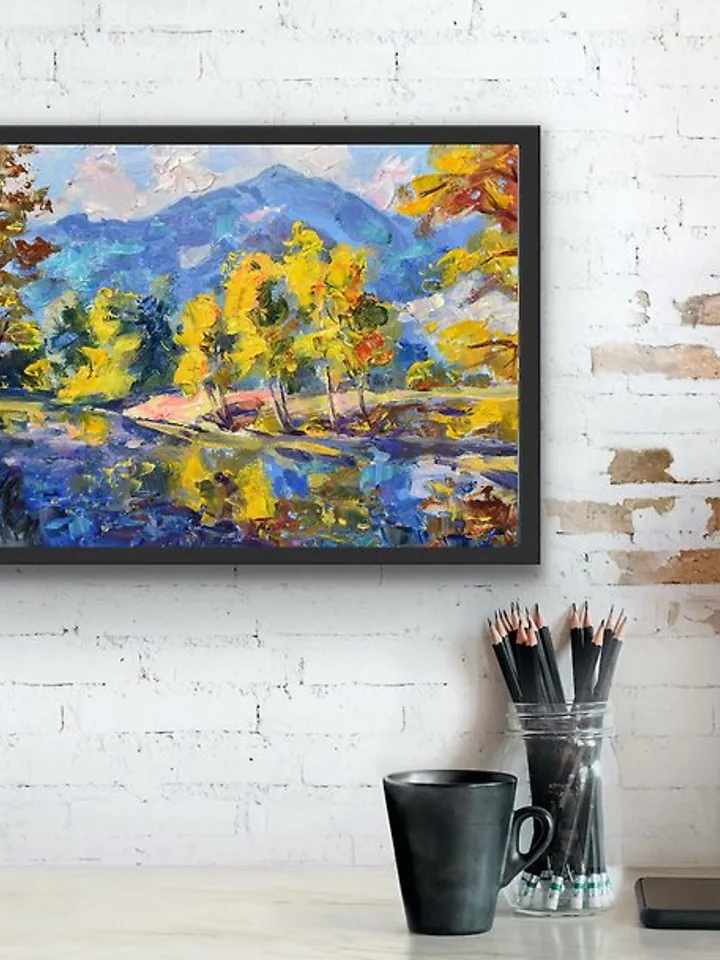 California Painting Mountains Landscape America Yosemite National Park Autumn