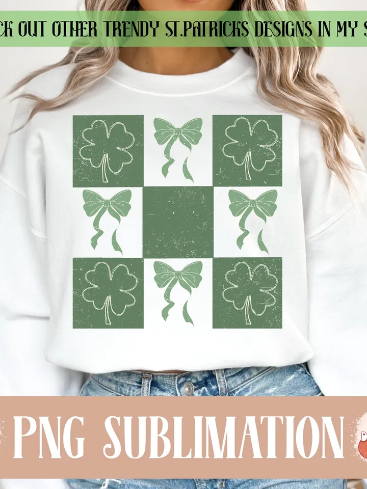 Retro Checkered St Patrick's Day PNG, Lucky Shamrock PNG, Retro St Patrick's Day PNG, St Patricks Coquette Png, Lucky Png, Irish Png, Clover