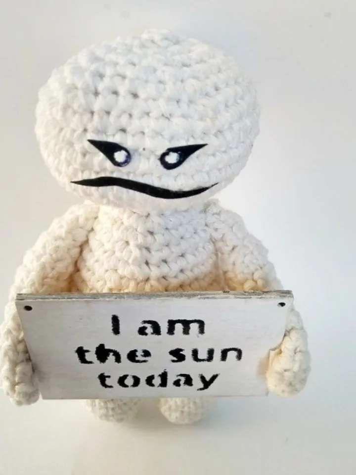 Doll Simpleman with emotional phrase for Emotional health, mental health, to embrace your emotions