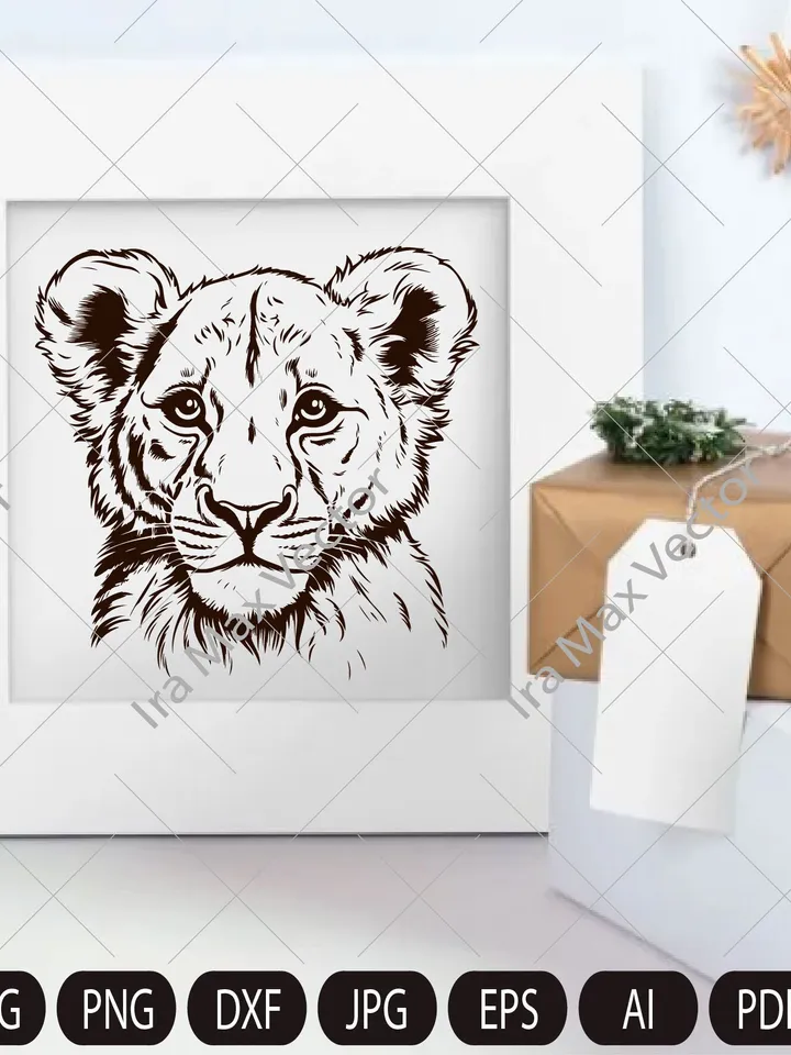 Baby Lion svg,Lion cub face svg, Nursery Decor, Safari African Animals, Lion Cub, Nursery Wall Art, Kids Printable Art