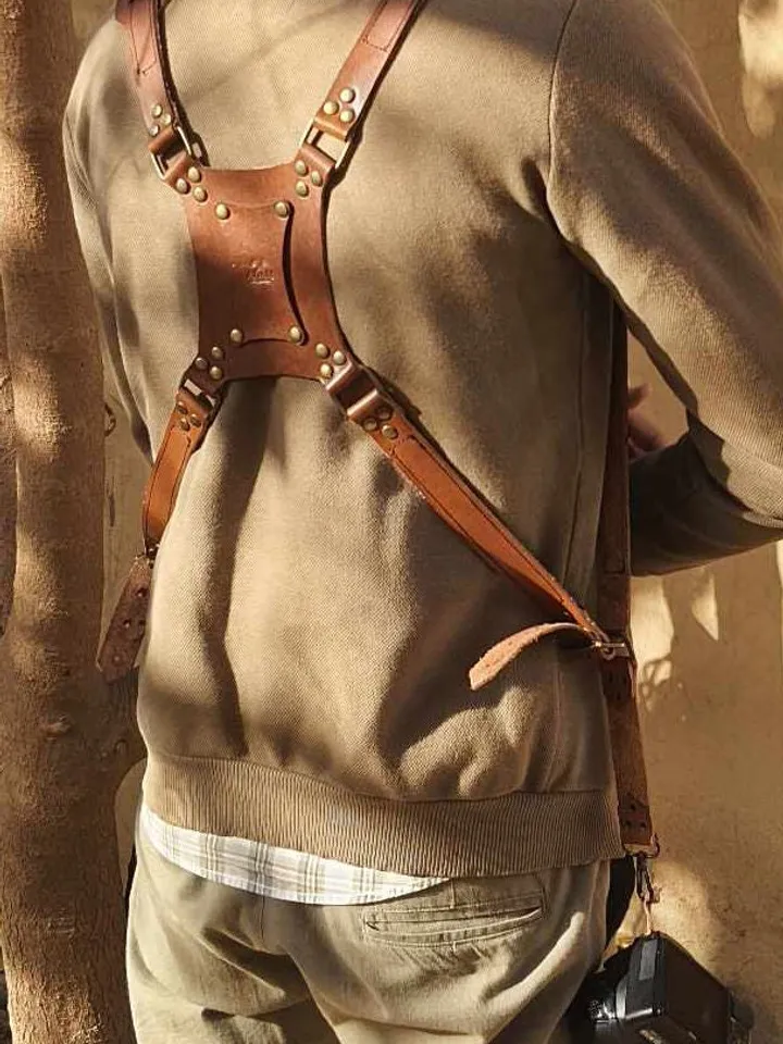 Personalized Dual Camera Strap, photographer holster, Handmade Leather Camera Harness, camera belt