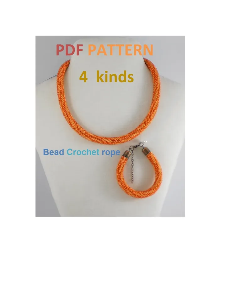 Bead Crochet Rope Necklace Bracelet patterns, pattern seed beads DIY, bead jewelery, Instant Download, PDF patterns