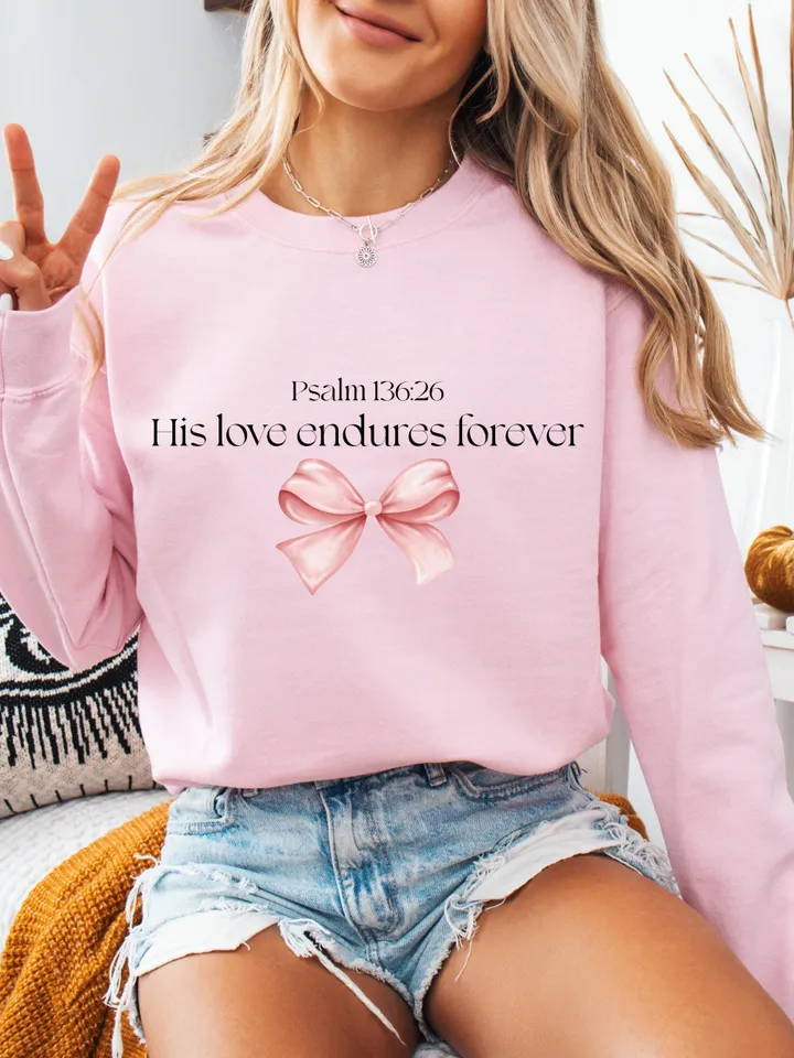 Christian Valentine Png, His Love Endures Forever Design for Shirt, Retro Valentine Png, Jesus Bible Verse Instant Download