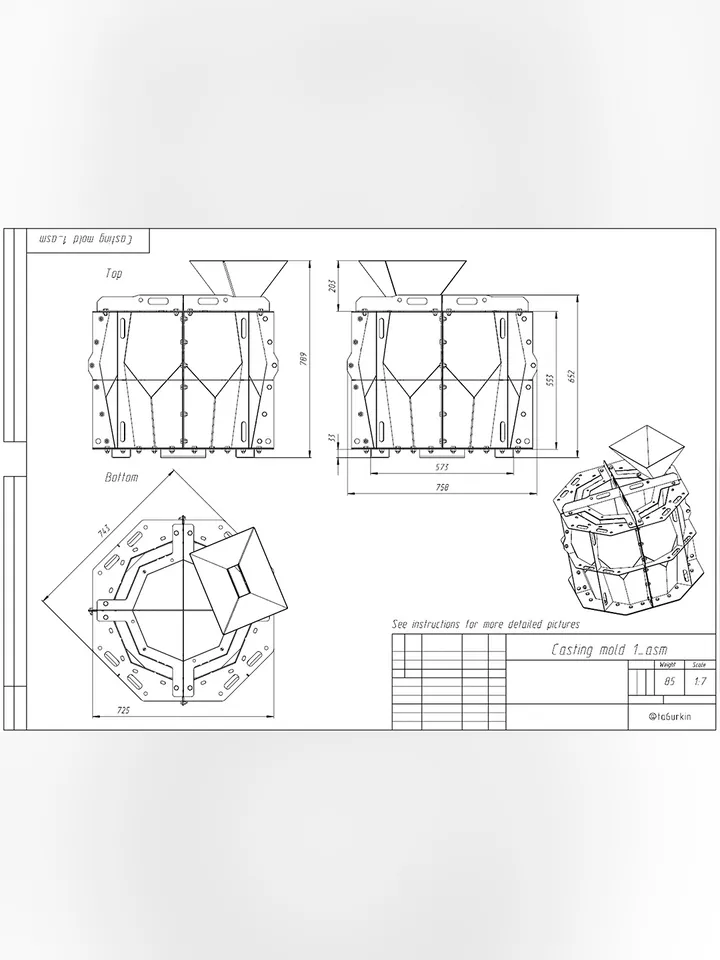 Welding Project Plans Drawings Mold 1 Pot (DXF, PDF)