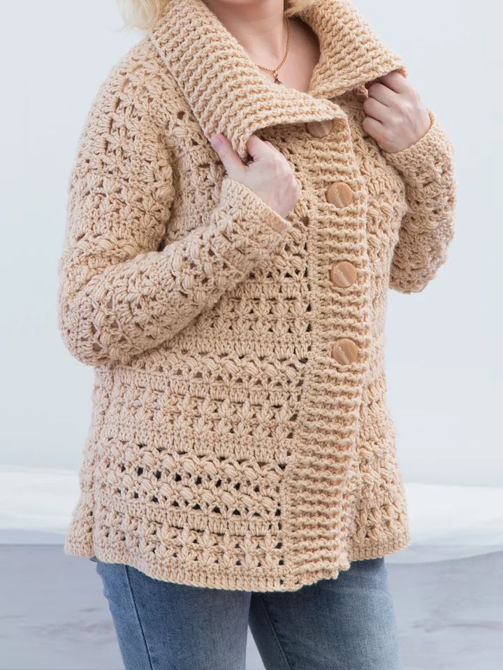 Warm Button Cardigan Crochet Pattern