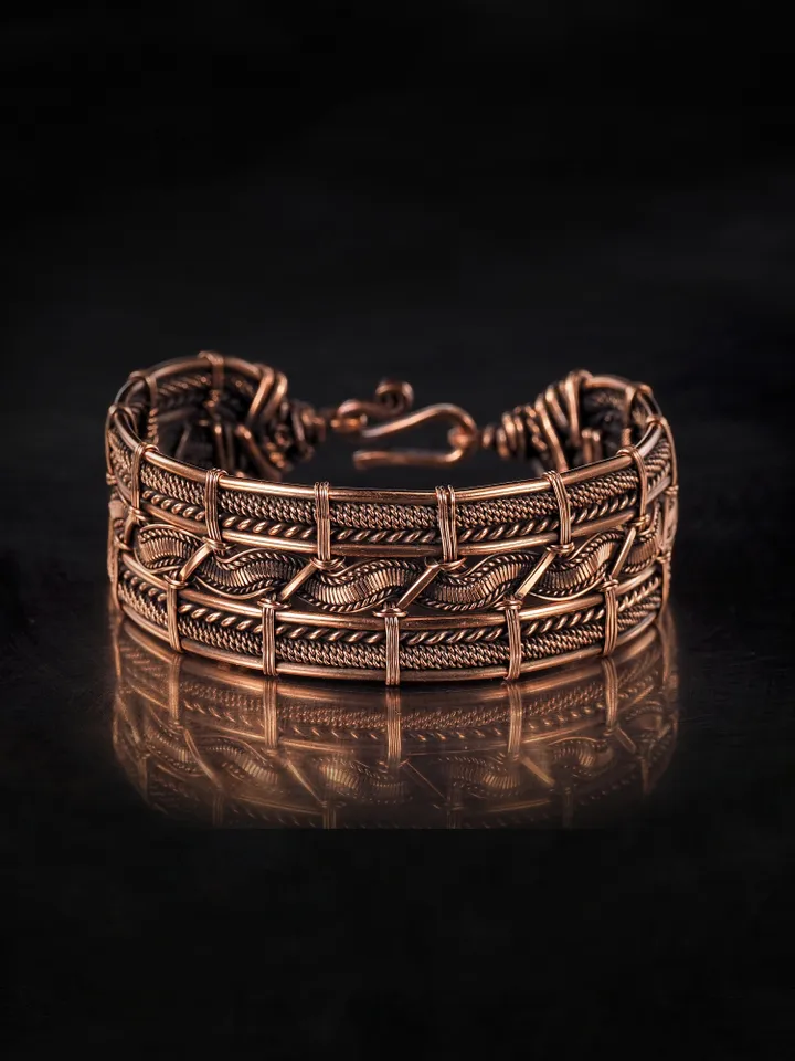 Copper wire wrapped bracelet for woman 7th Anniversary gift Small size bracelet