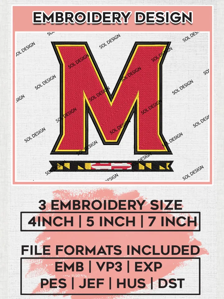 Maryland Terrapins Logo Machine Embroidery Design, NCAA Maryland Terrapins Embroidery Design Design files, NCAA Embroidery Designs, NCAA Machine Embroidery Designs, Digital Download